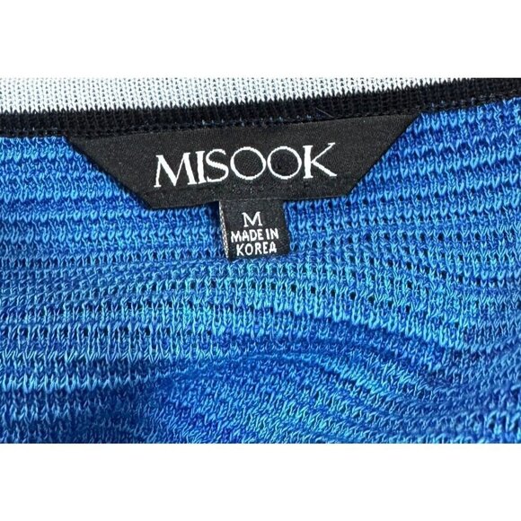 Misook Sz M Blue Knit Sweater Cardigan Jacket Open Front Tunic Womens - Picture 5 of 7